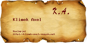 Klimek Axel névjegykártya